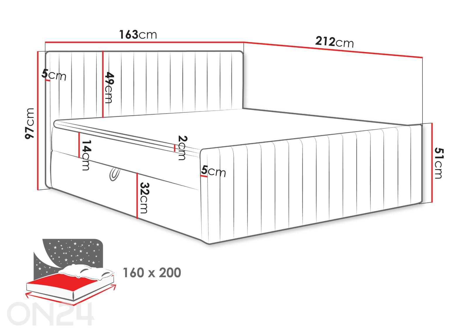 Jenkysänkky Tirulo 160x200 cm kuvasuurennos mitat