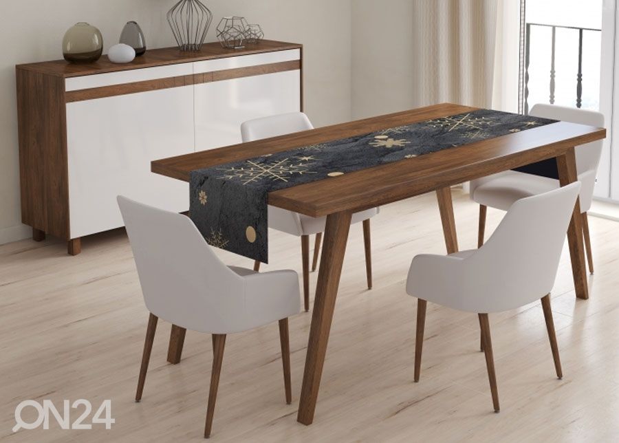 Joululiina GOLDEN SNOWFLAKES 40x160 cm kuvasuurennos