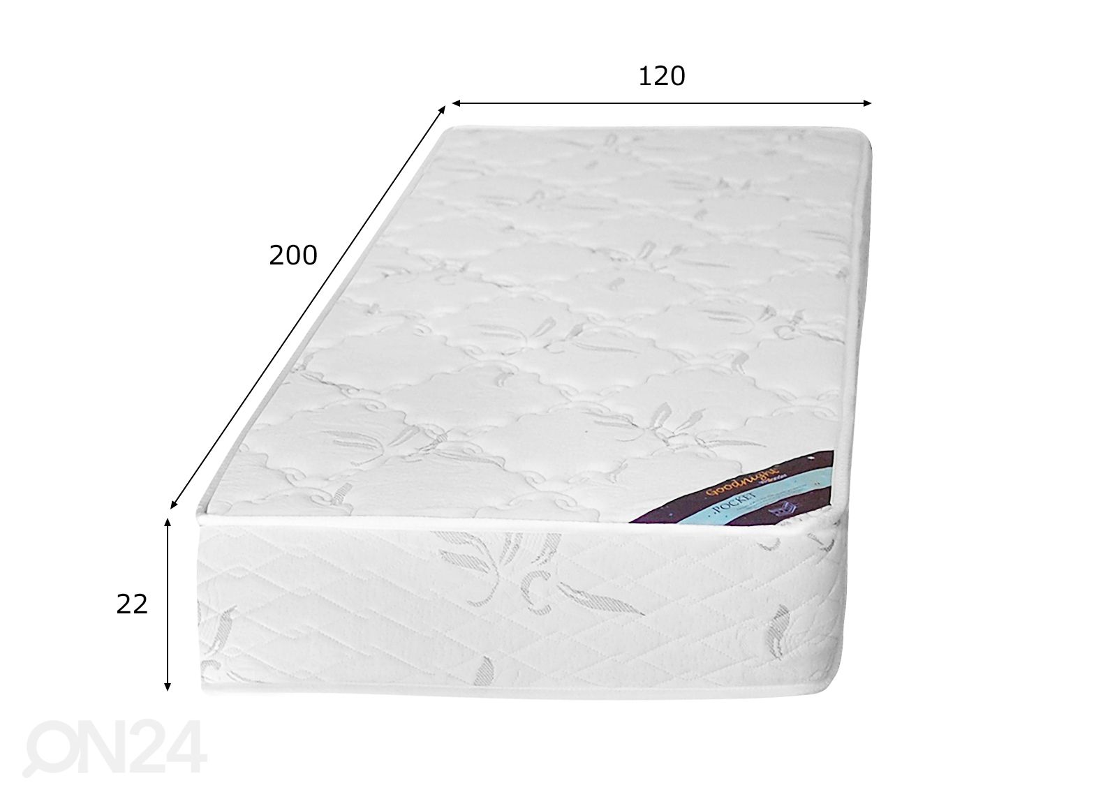 Joustinpatja GoodNight Pocket Relaxon 120x200 cm kuvasuurennos mitat