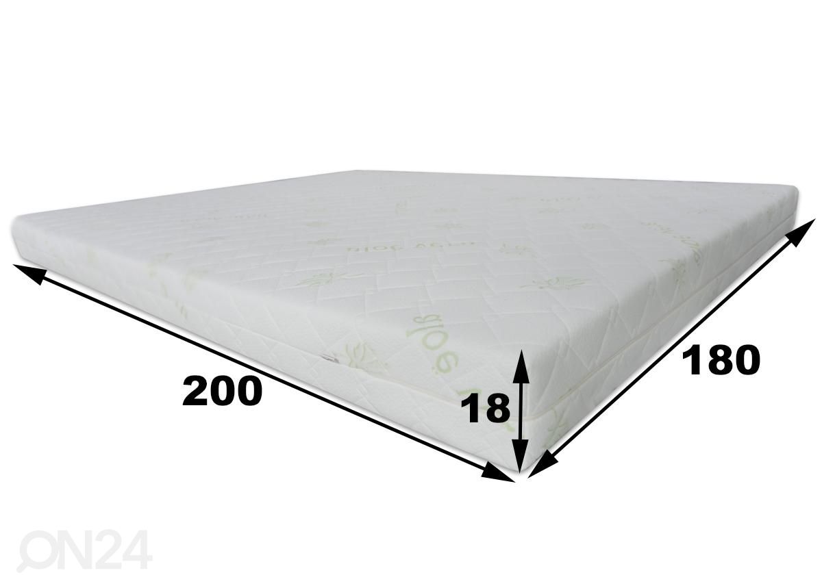 Joustinpatja Inter Pocket 180x200 cm, aloe vera kangas kuvasuurennos mitat
