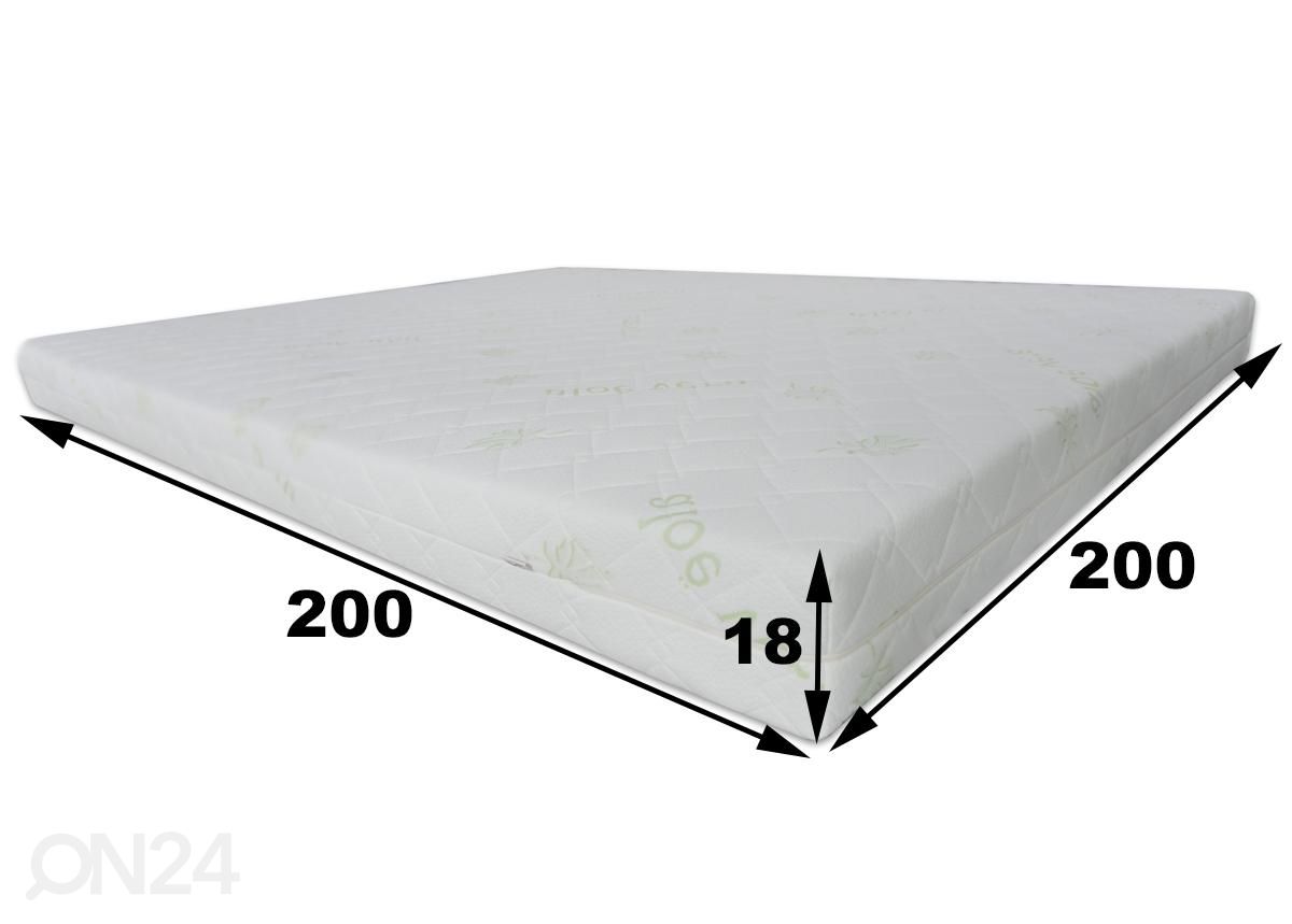 Joustinpatja Inter Pocket 200x200 cm, aloe vera kangas kuvasuurennos mitat