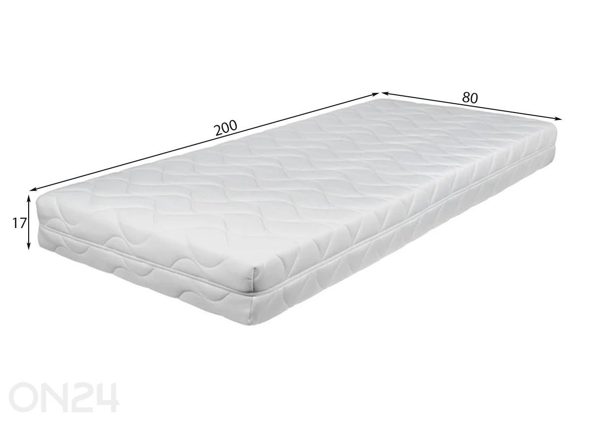 Joustinpatja Wendre Comfort 80x200 cm kuvasuurennos mitat