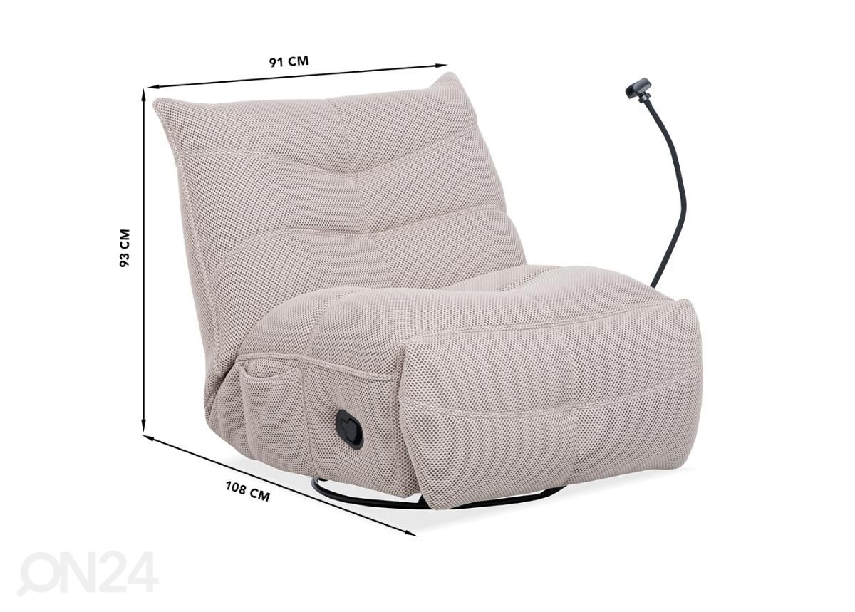 Kääntyvä recliner mekanismituoli kuvasuurennos mitat