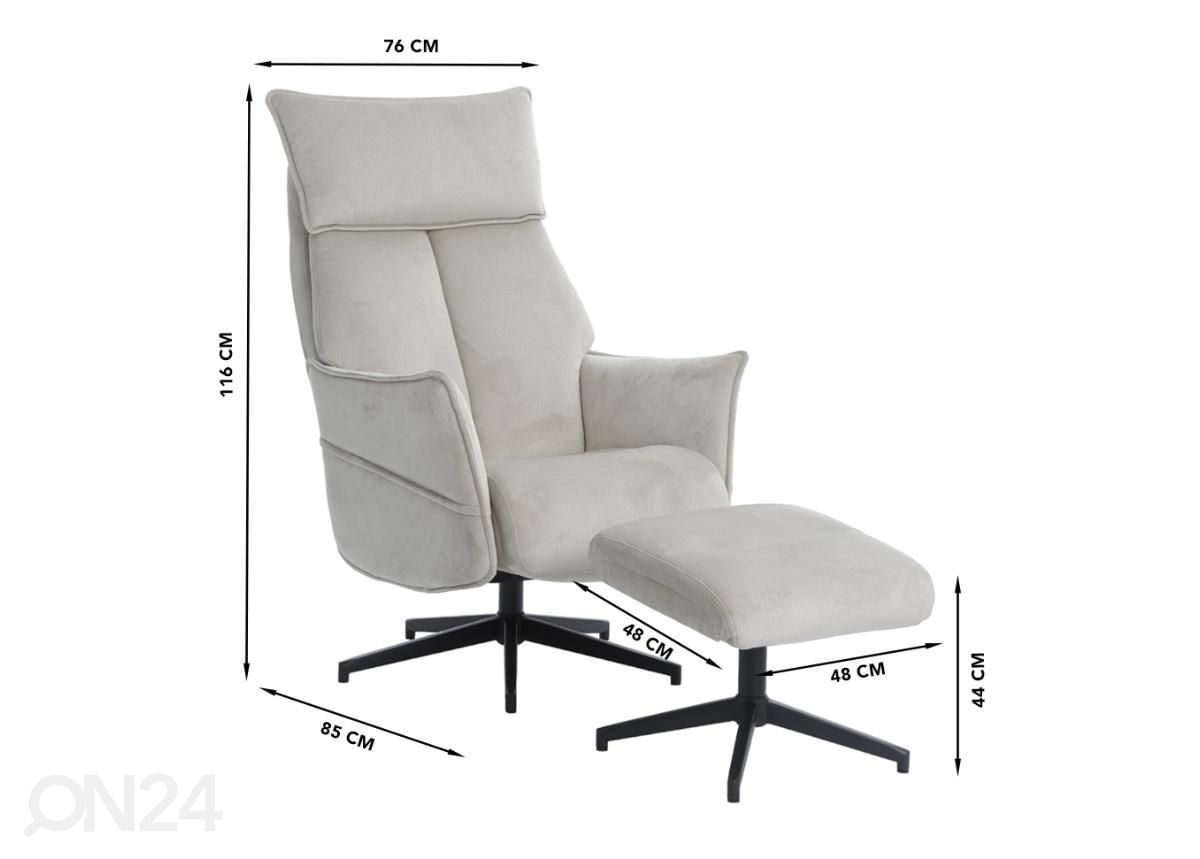 Kääntyvä recliner mekanismituoli + rahi kuvasuurennos mitat
