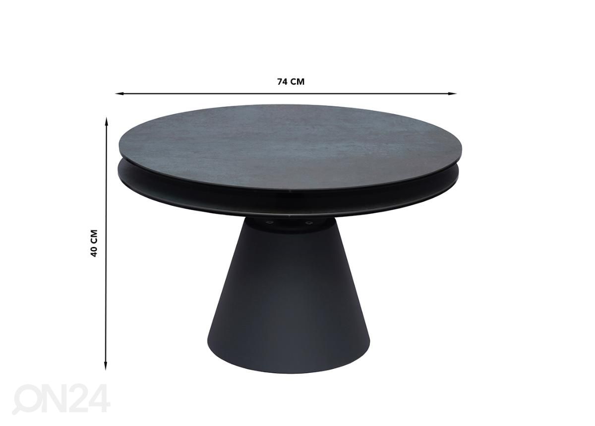 Kääntyvä sohvapöytä Ø74 cm kuvasuurennos mitat