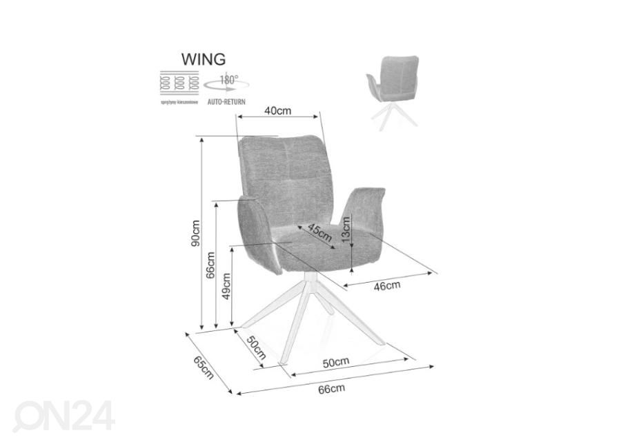 Kääntyvä tuoli Wing Brego kuvasuurennos mitat