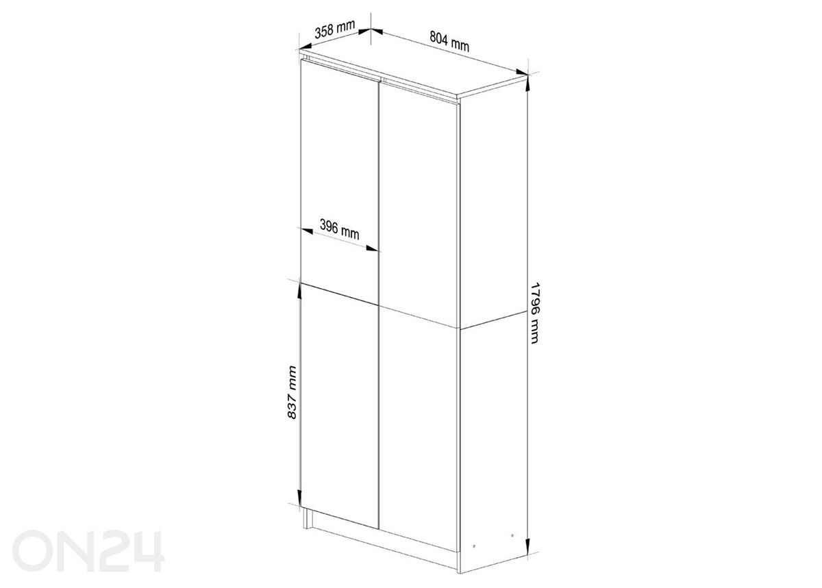 Kaappi 80 cm kuvasuurennos mitat