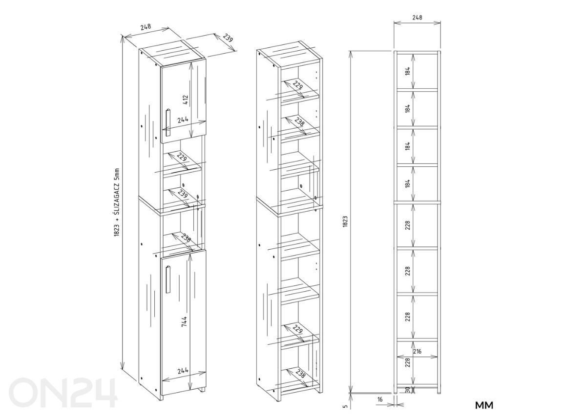 Kaappi Alvo kuvasuurennos mitat