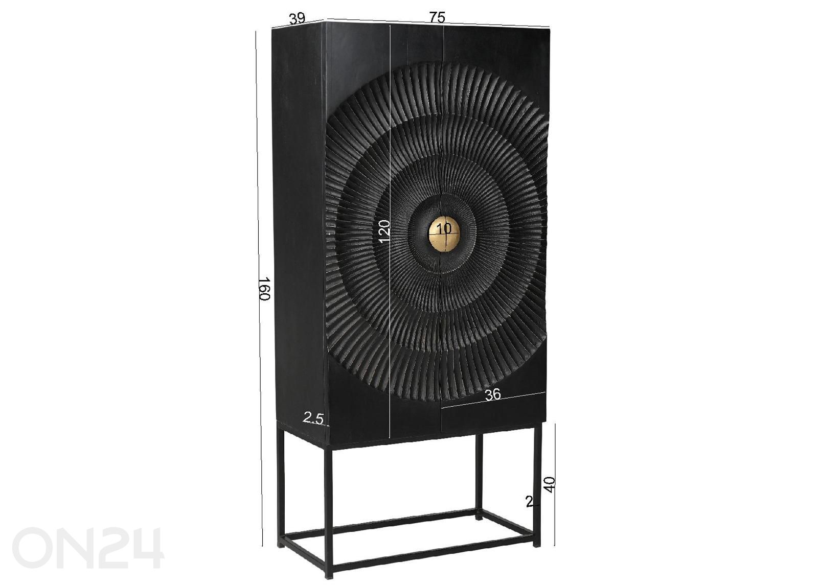 Kaappi Black Smooth 75 cm kuvasuurennos mitat