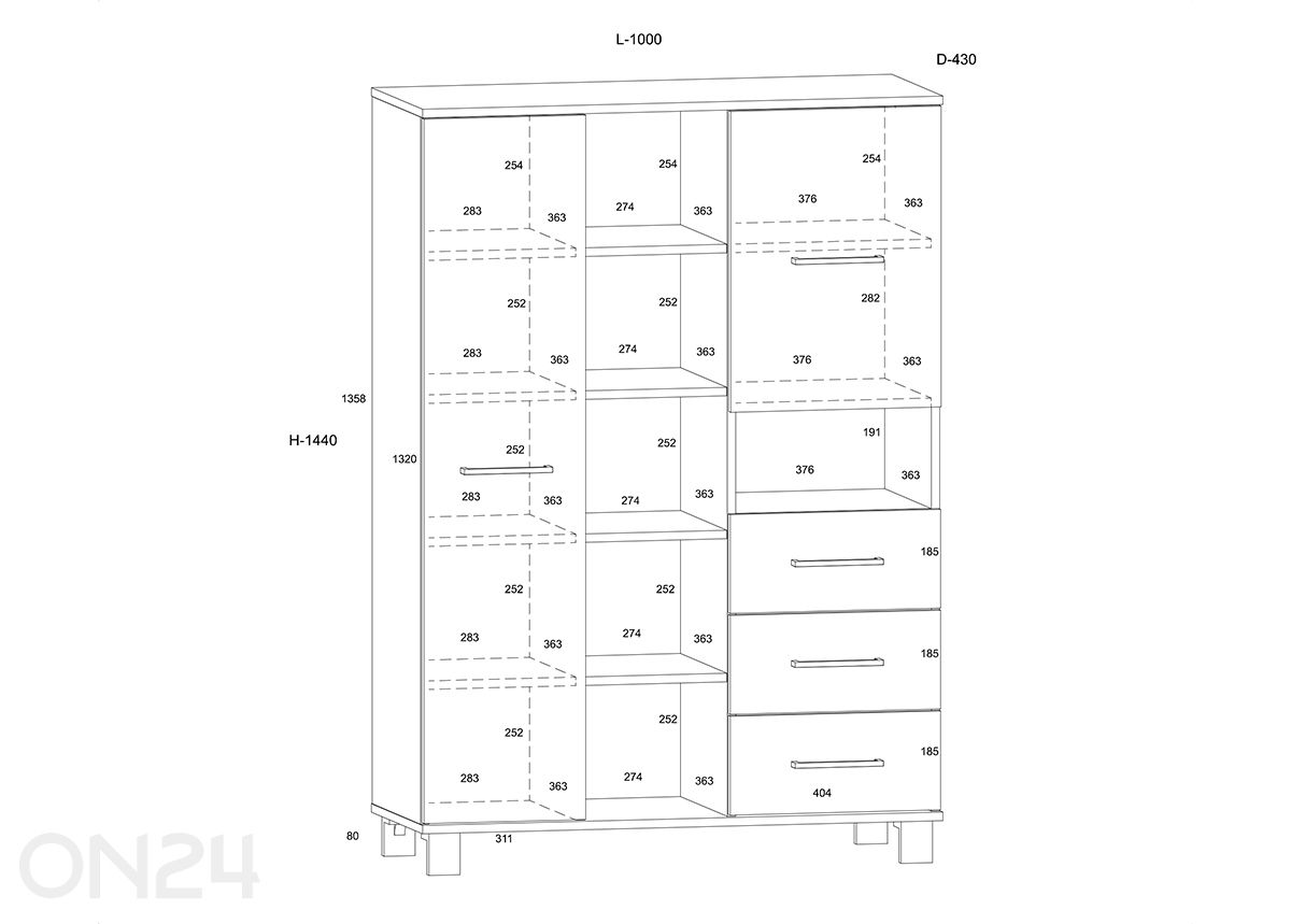 Kaappi Cool 100 cm kuvasuurennos mitat