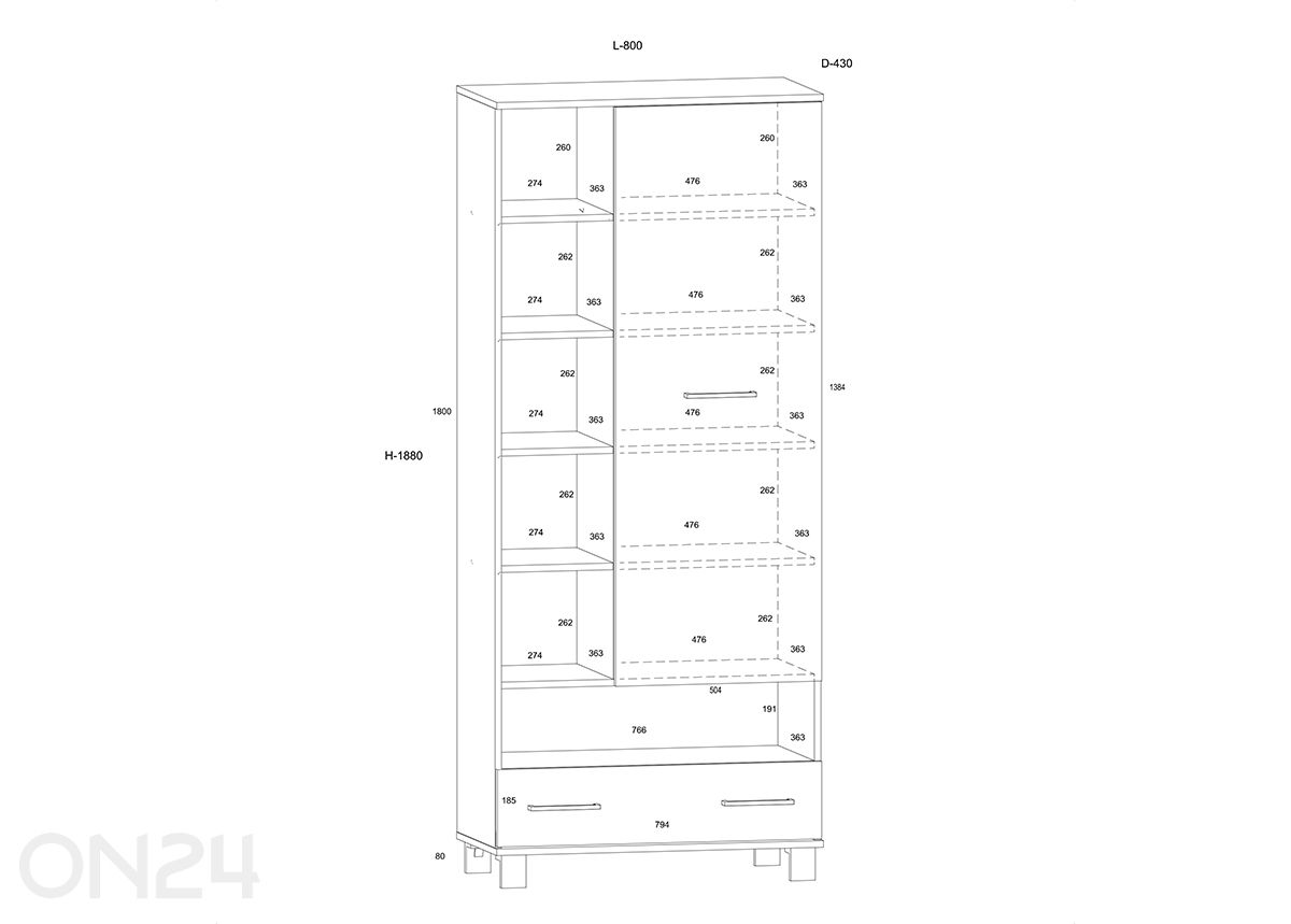 Kaappi Cool 80 cm kuvasuurennos mitat