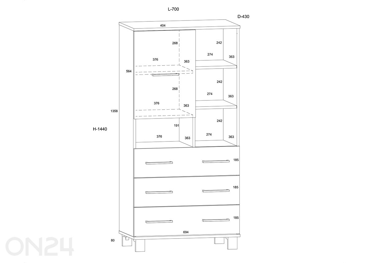 Kaappi Fresh 70 cm kuvasuurennos mitat