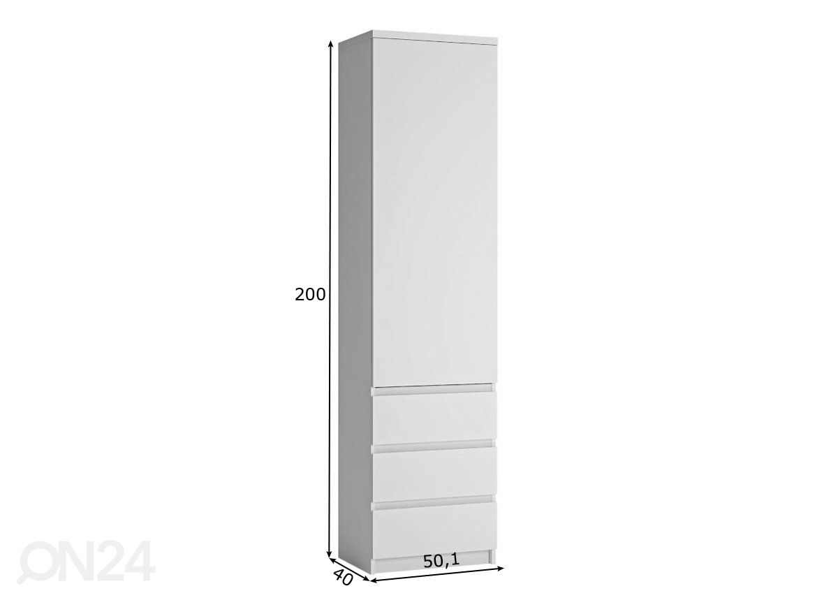 Kaappi Fribo 50 cm kuvasuurennos mitat
