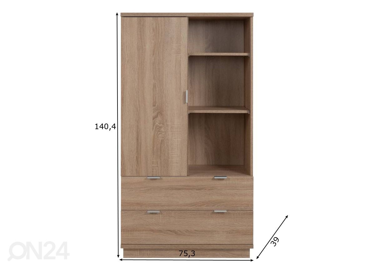 Kaappi/hylly Chester 75,3 cm kuvasuurennos mitat