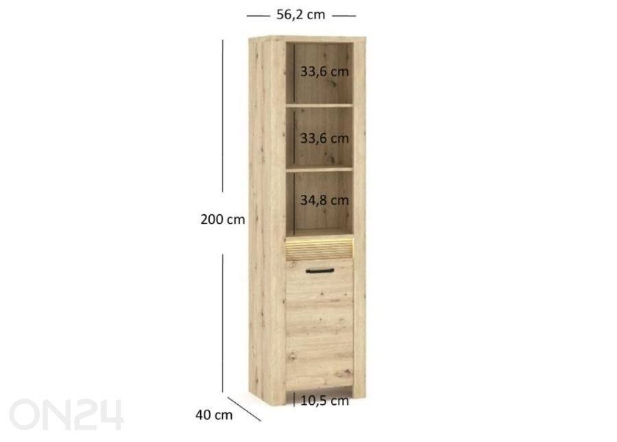 Kaappi Moris 56,2 cm + LED kuvasuurennos mitat