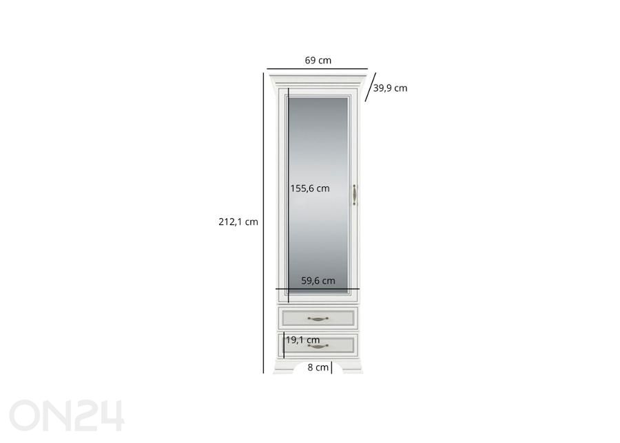 Kaappi Tiffany II kuvasuurennos mitat