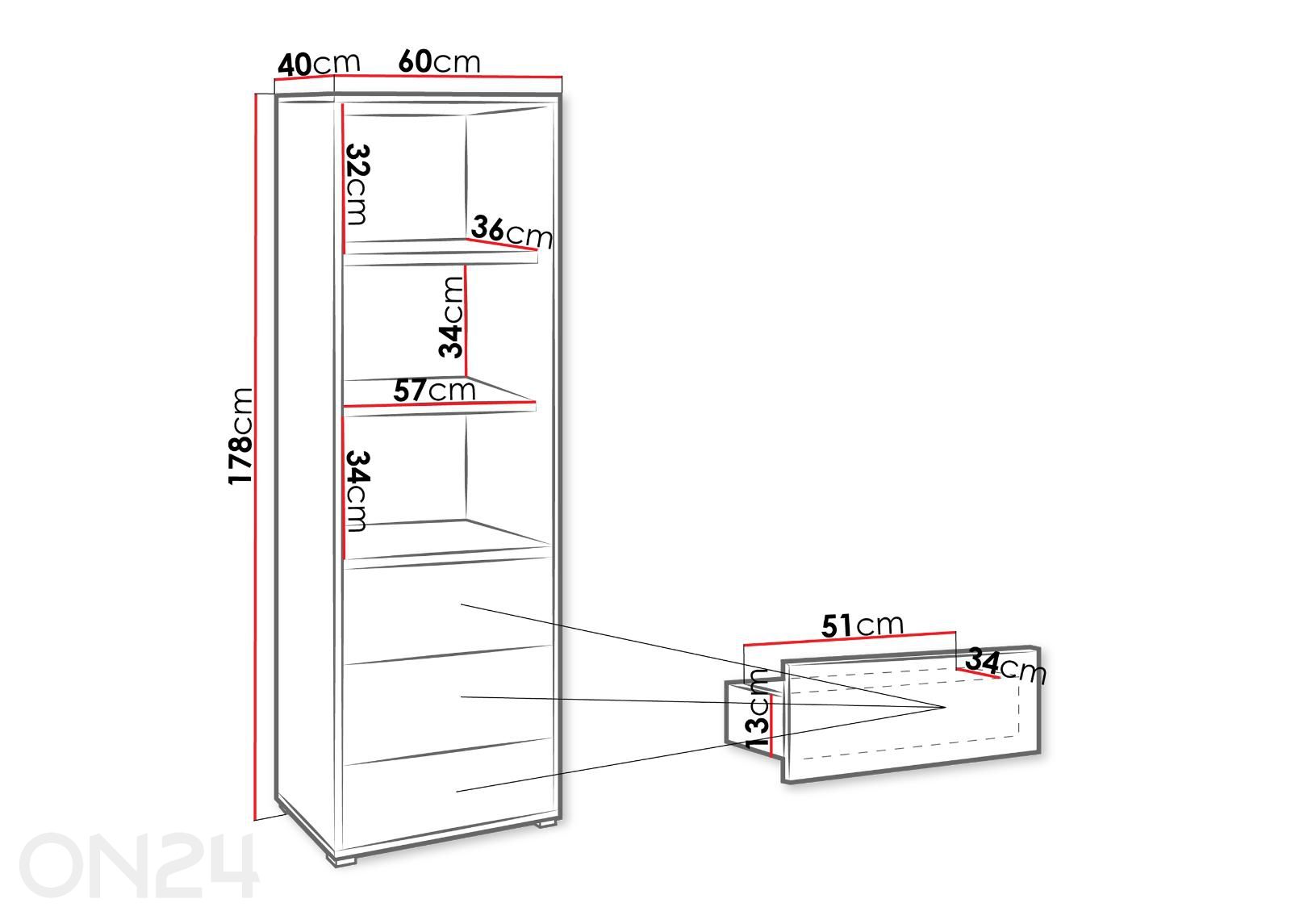 Kaappihylly Gesita, 60 cm kuvasuurennos mitat