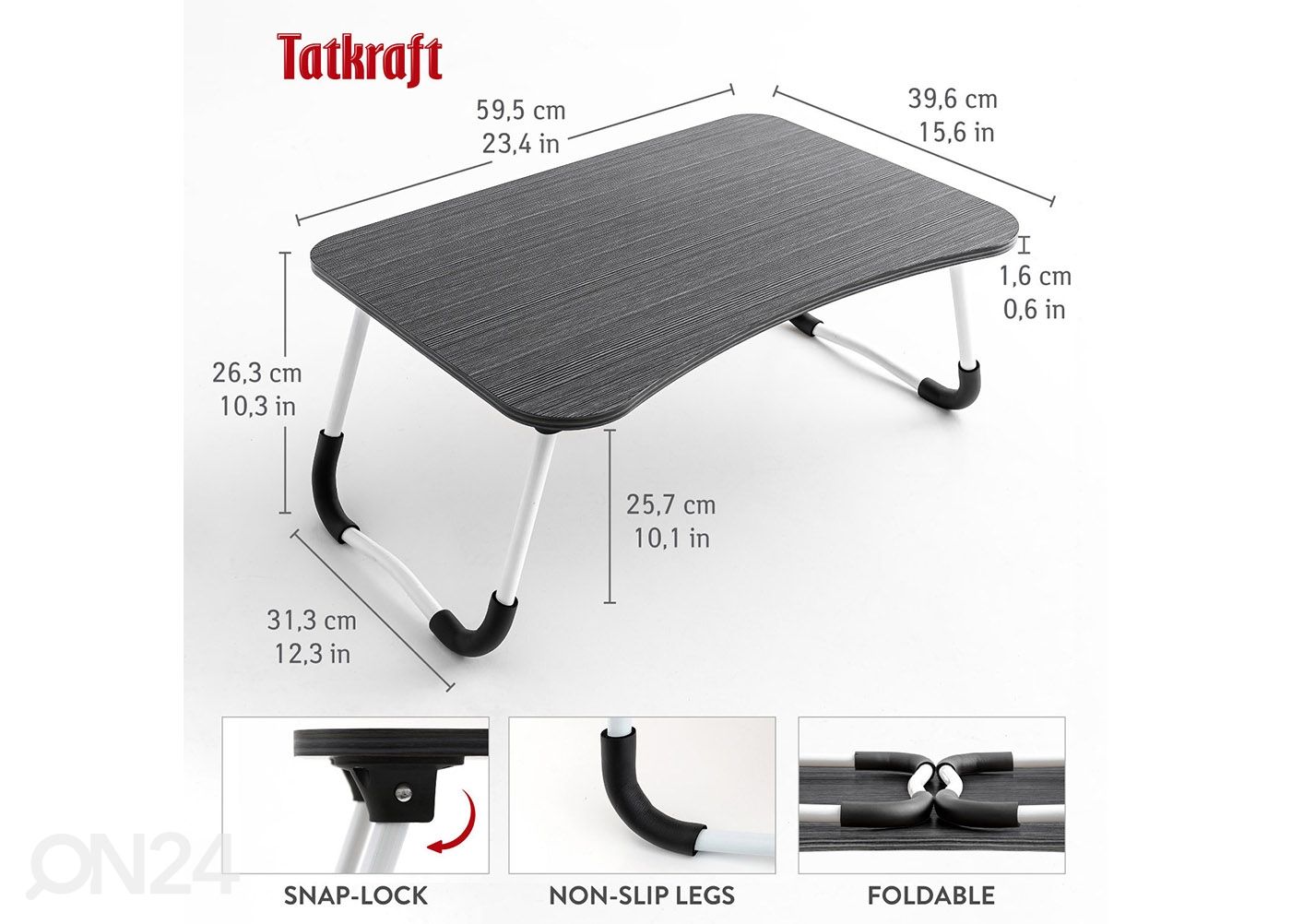 Kannettavan tietokoneen teline / tarjoilualusta Tatkraft Olafi kuvasuurennos mitat