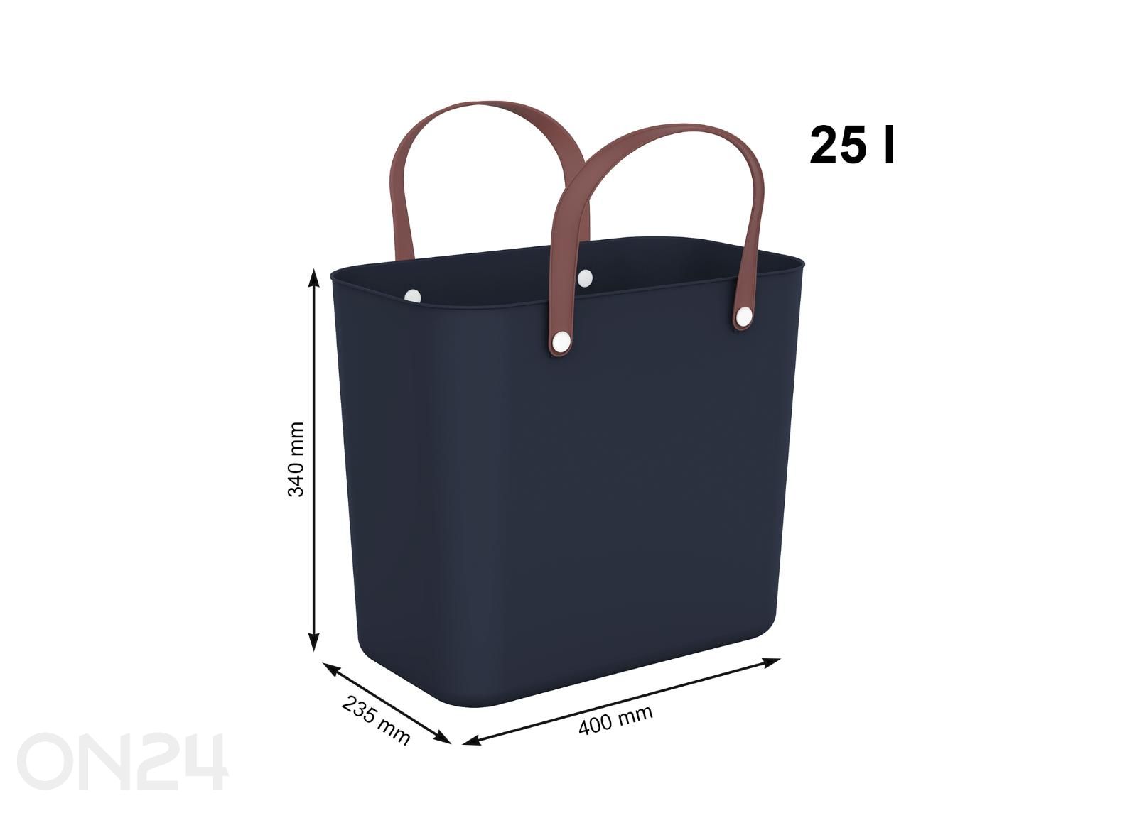 Kantokori muovista ALBULA 25L, sininen/ruskea kuvasuurennos mitat