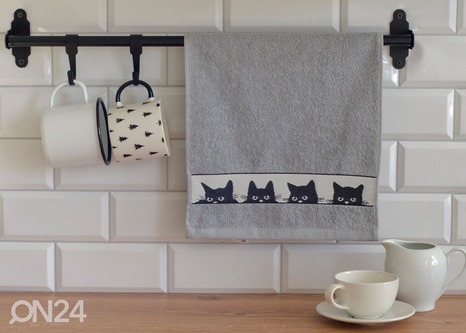 Käsipyyhkeet Cat harmaa 2 kpl, 30x60 cm kuvasuurennos