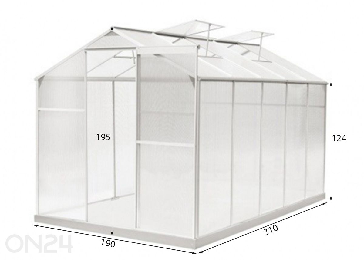Kasvihuone POLAR 5,9 m² kuvasuurennos mitat