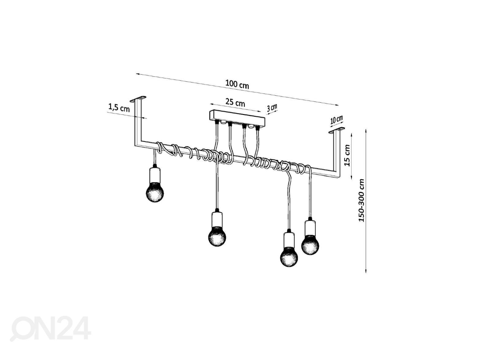 Kattokruunu Salamanca 4, musta kuvasuurennos mitat