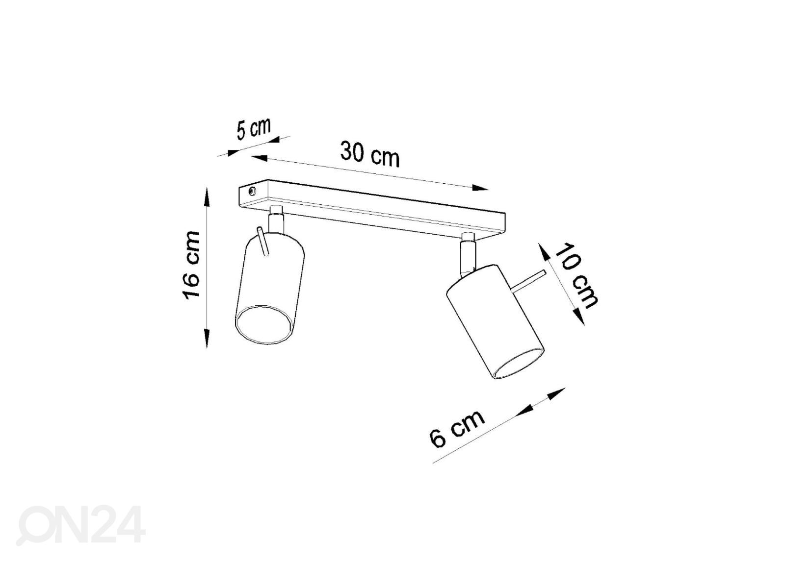 Kattovalaisin Ring 2, harmaa kuvasuurennos mitat