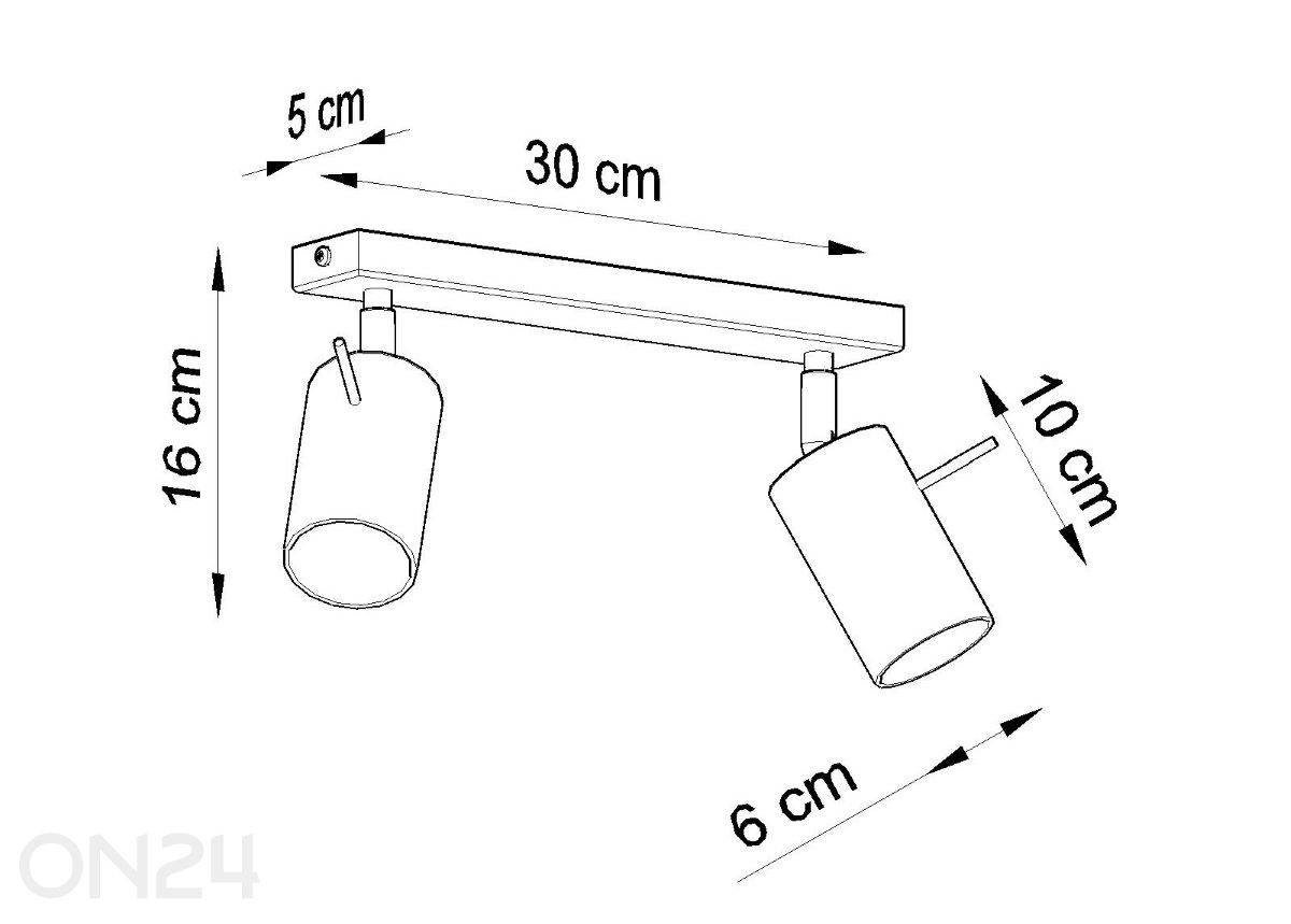 Kattovalaisin Ring 2, musta kuvasuurennos mitat