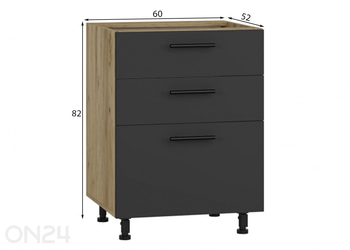 Keittiökaappi (alhainen) 60 cm kuvasuurennos mitat