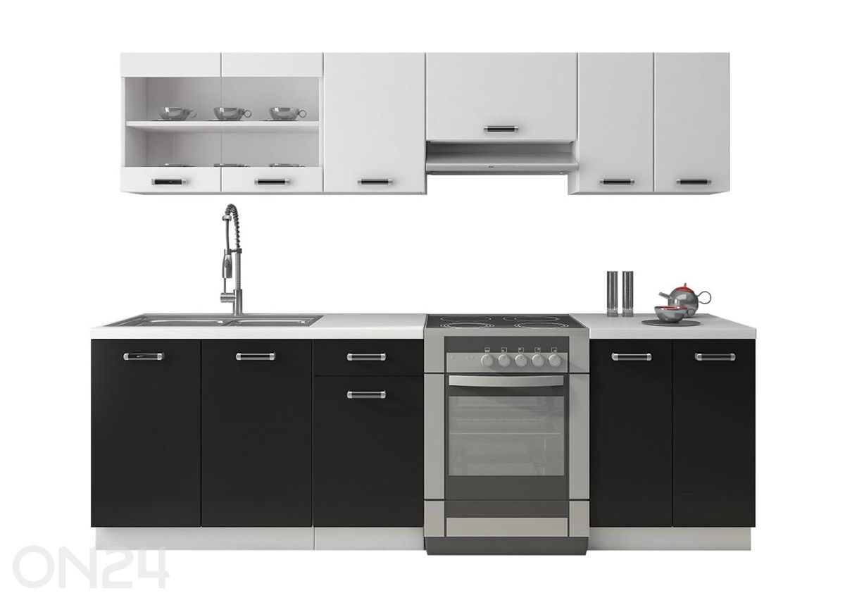 Keittiökalusteet Omega II 240 cm + LED kuvasuurennos