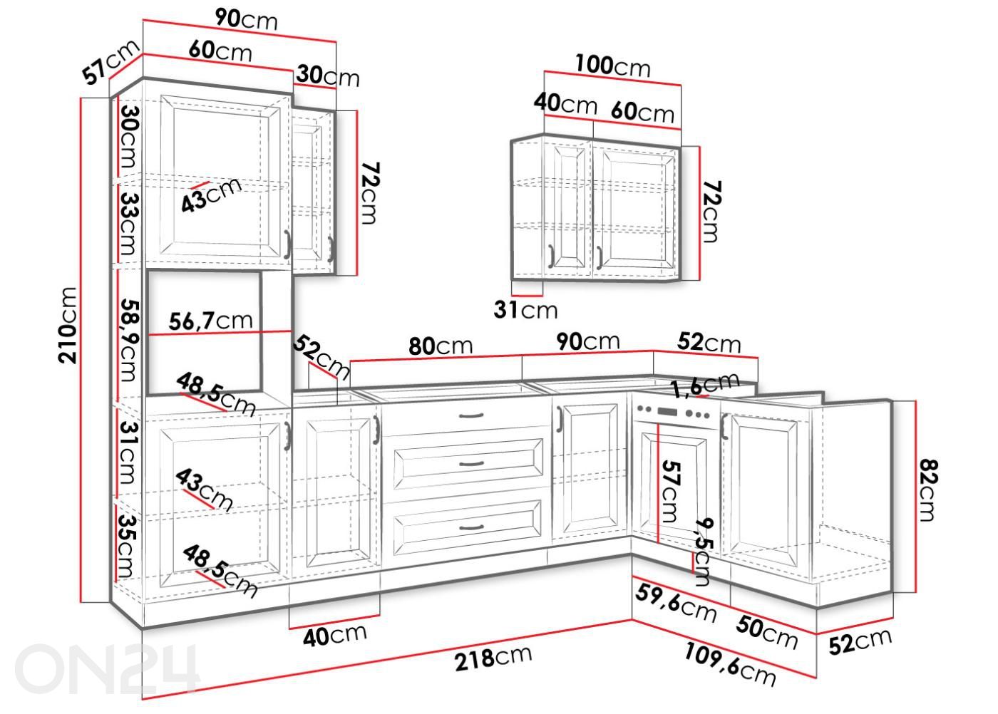 Keittiökalusteet Retro I kuvasuurennos mitat
