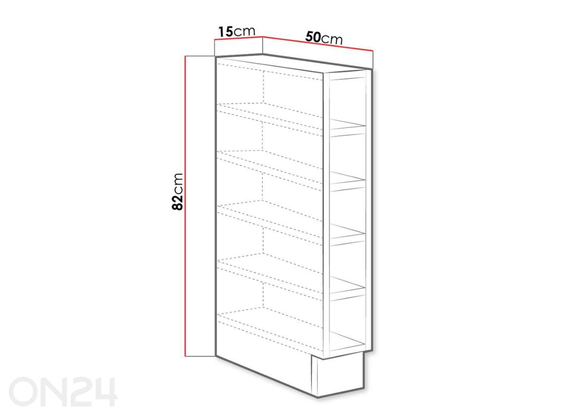 Keittiön alahylly Retroline 15 cm kuvasuurennos mitat