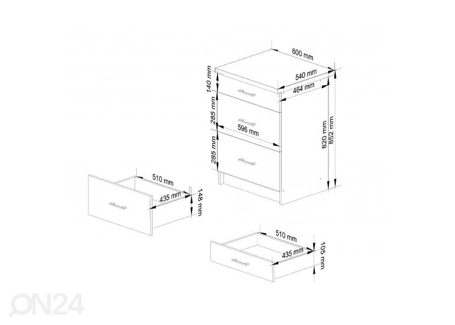 Keittiön alakaappi 60 cm kuvasuurennos mitat