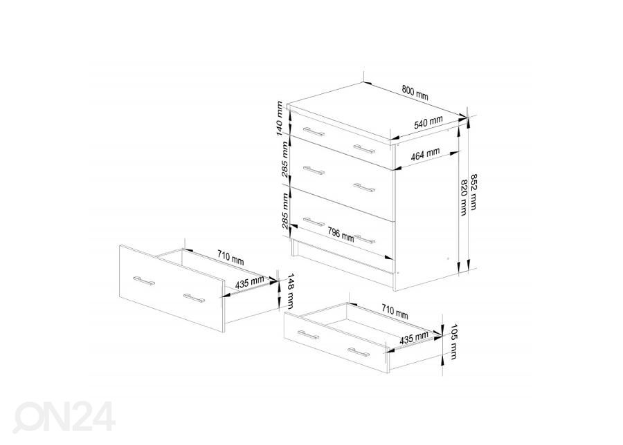 Keittiön alakaappi 80 cm kuvasuurennos mitat