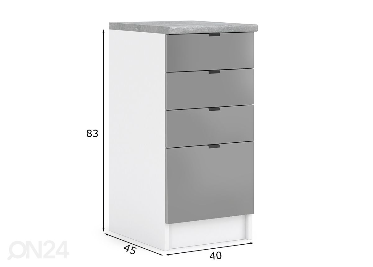 Keittiön alakaappi Livorno 40 cm kuvasuurennos mitat