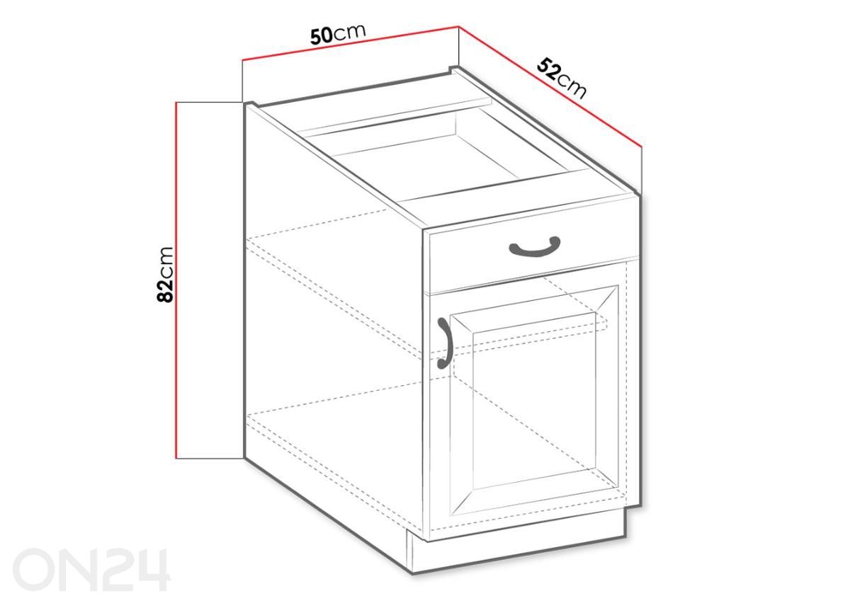 Keittiön alakaappi Retro 50 cm kuvasuurennos mitat