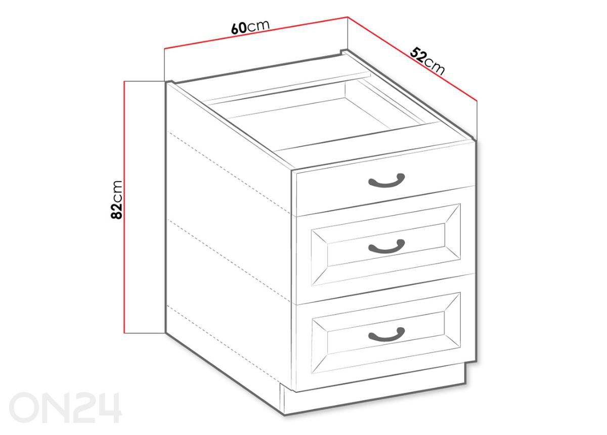 Keittiön alakaappi Retro 60 cm kuvasuurennos mitat