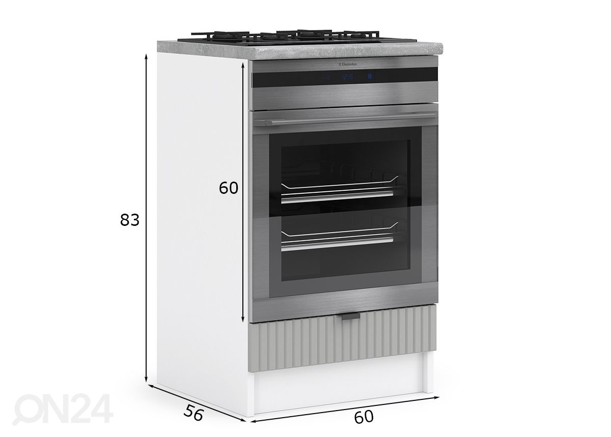 Keittiön kaappi integroitavalle uunille Lissone 60 cm kuvasuurennos mitat