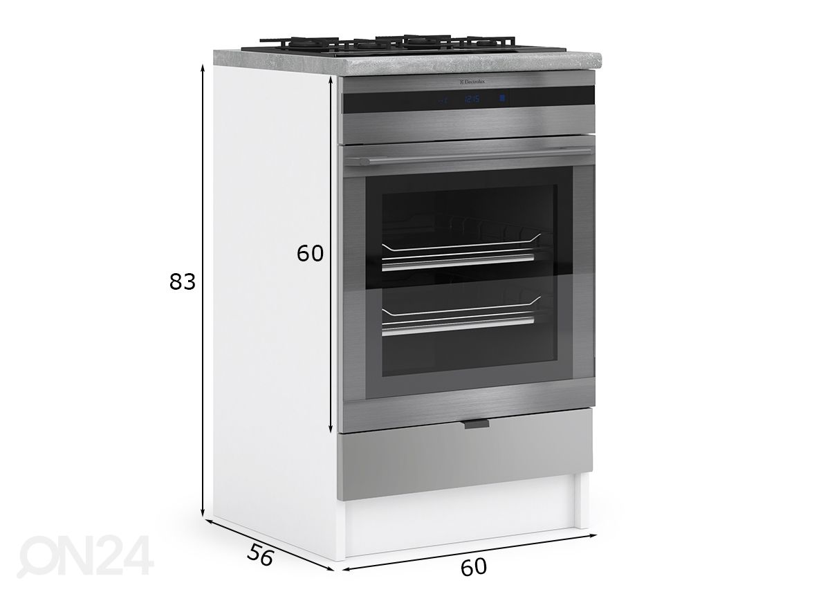 Keittiön kaappi integroitavalle uunille Livorno 60 cm kuvasuurennos mitat