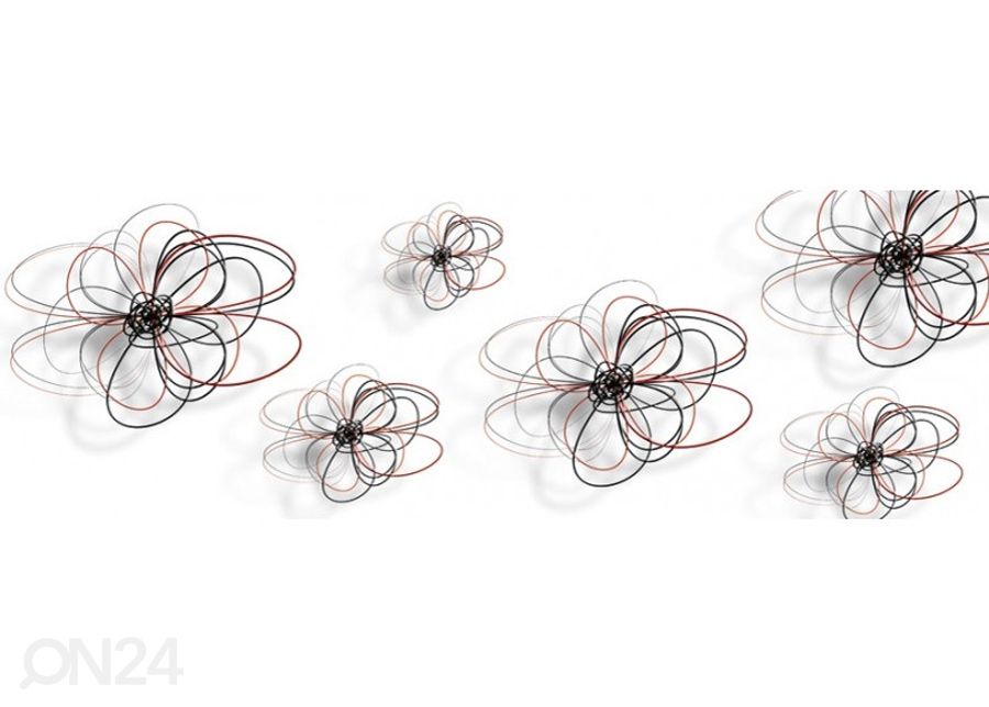 Keittiön välitila Red-black flowers 180x60 cm kuvasuurennos