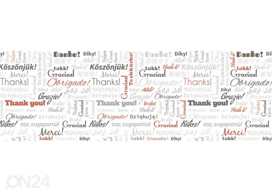 Keittiön välitila Thank you 180x60 cm kuvasuurennos