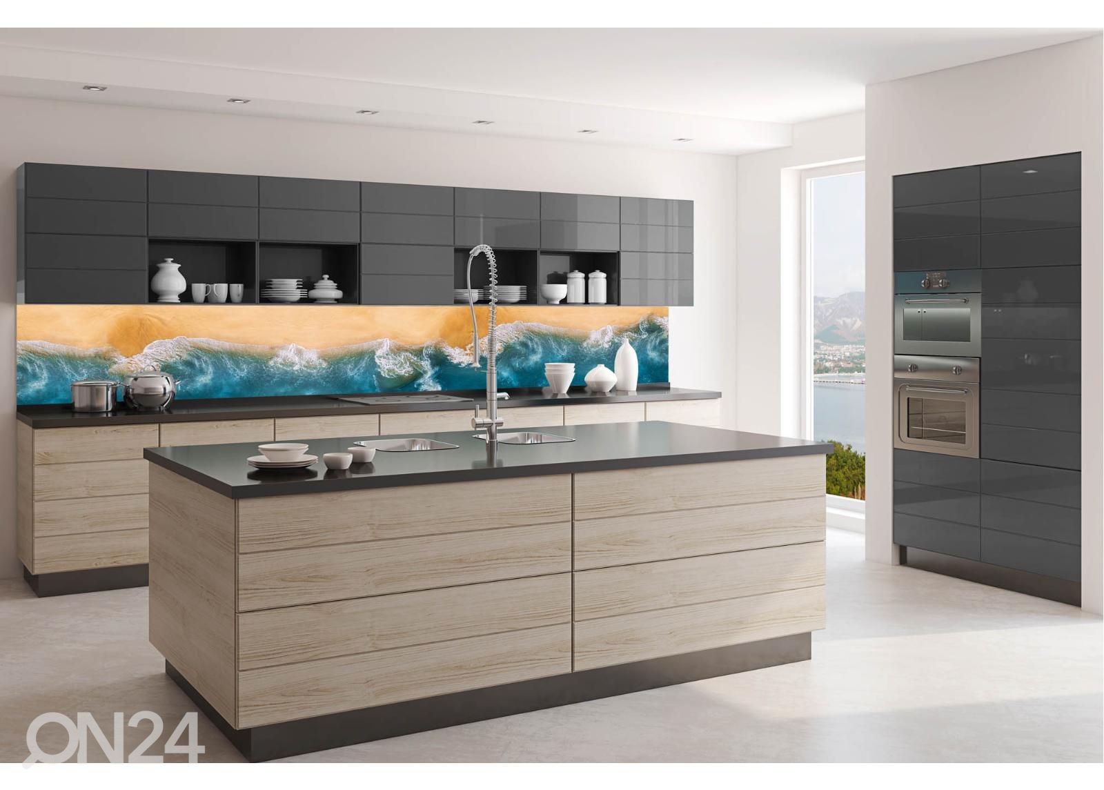 Keittiön välitilan tapetti Blue ocean 180x60 cm kuvasuurennos