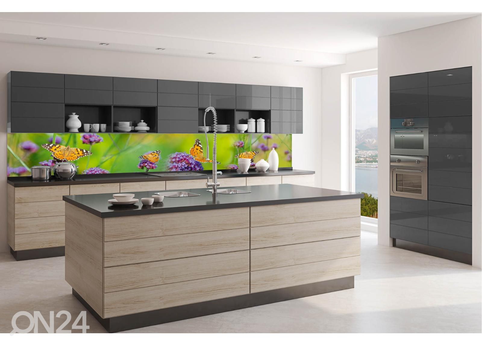 Keittiön välitilan tapetti Butterflies 180x60 cm kuvasuurennos