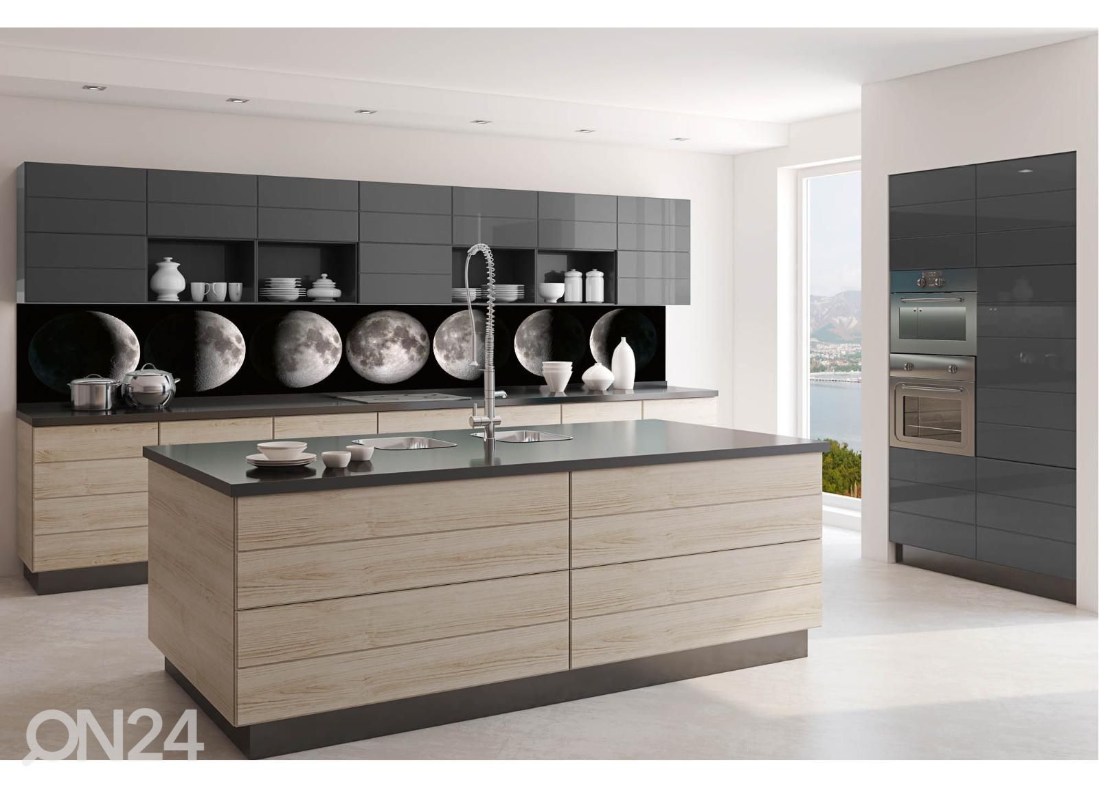 Keittiön välitilan tapetti Moon phases 180x60 cm kuvasuurennos