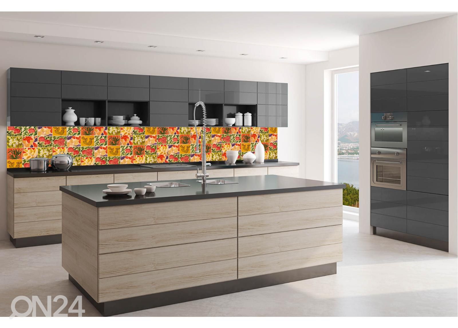 Keittiön välitilan tapetti Painted Tiles 180x60 cm kuvasuurennos