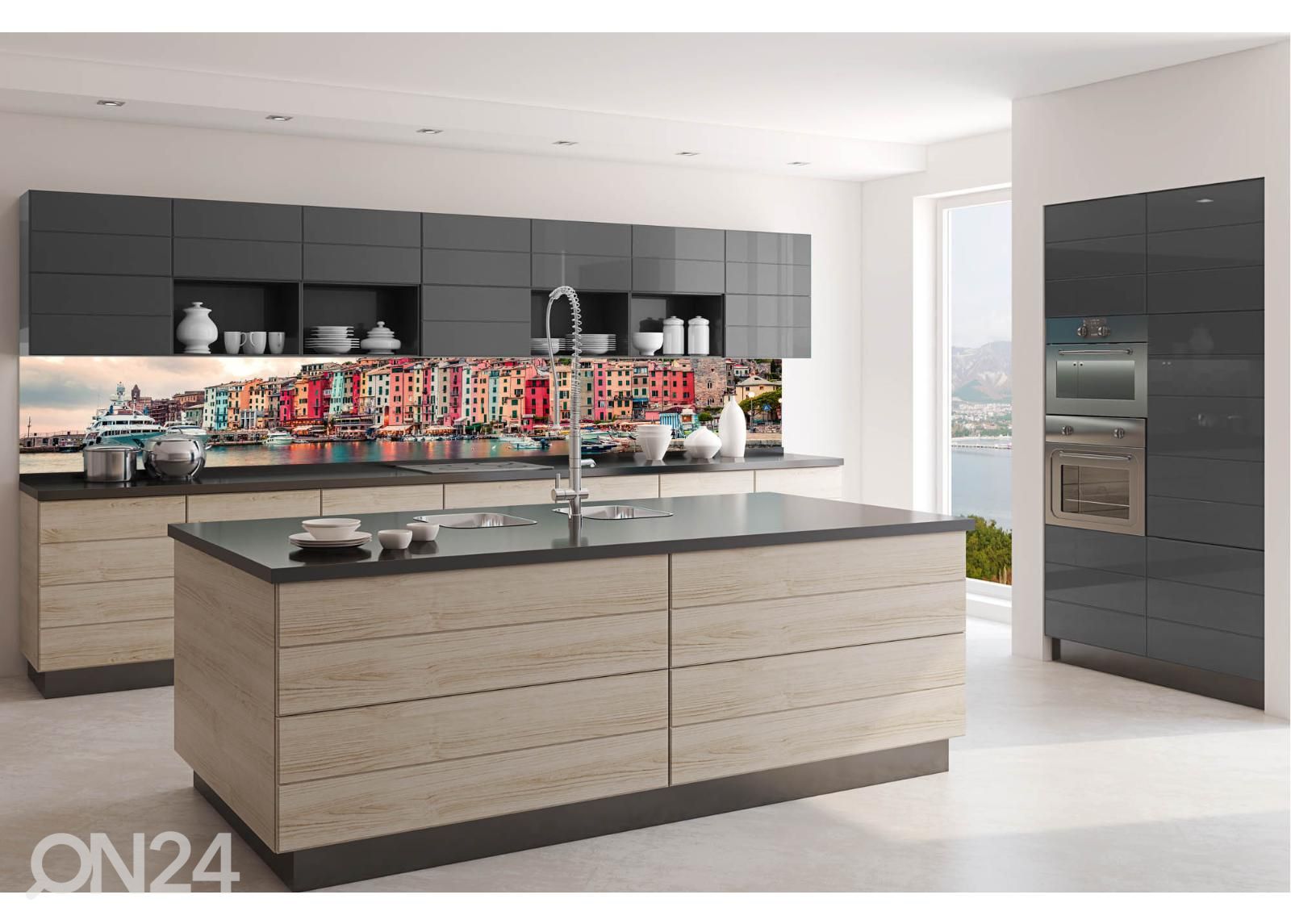 Keittiön välitilan tapetti Portovenere town 180x60 cm kuvasuurennos