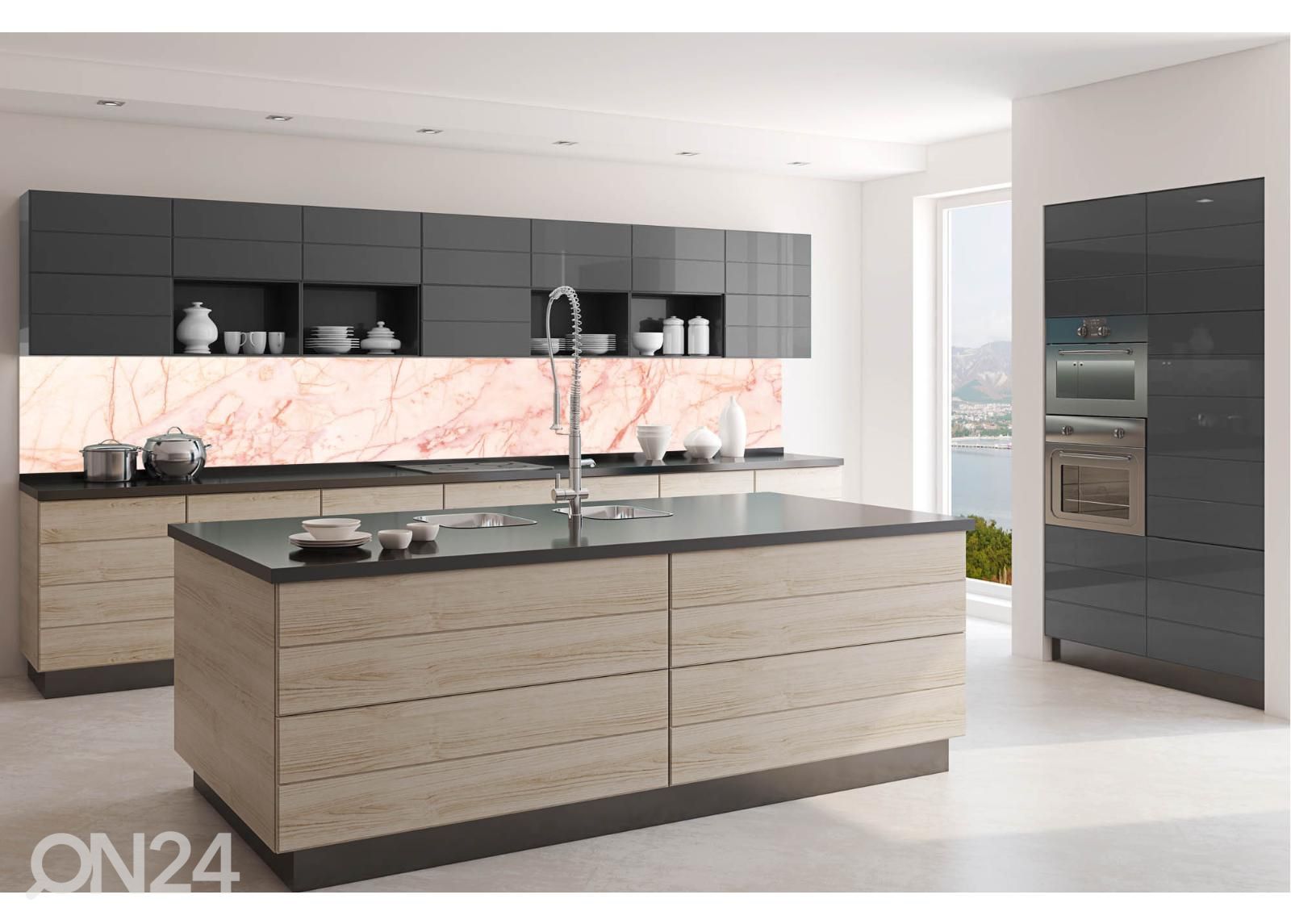 Keittiön välitilan tapetti Rose gold marble 180x60 cm kuvasuurennos