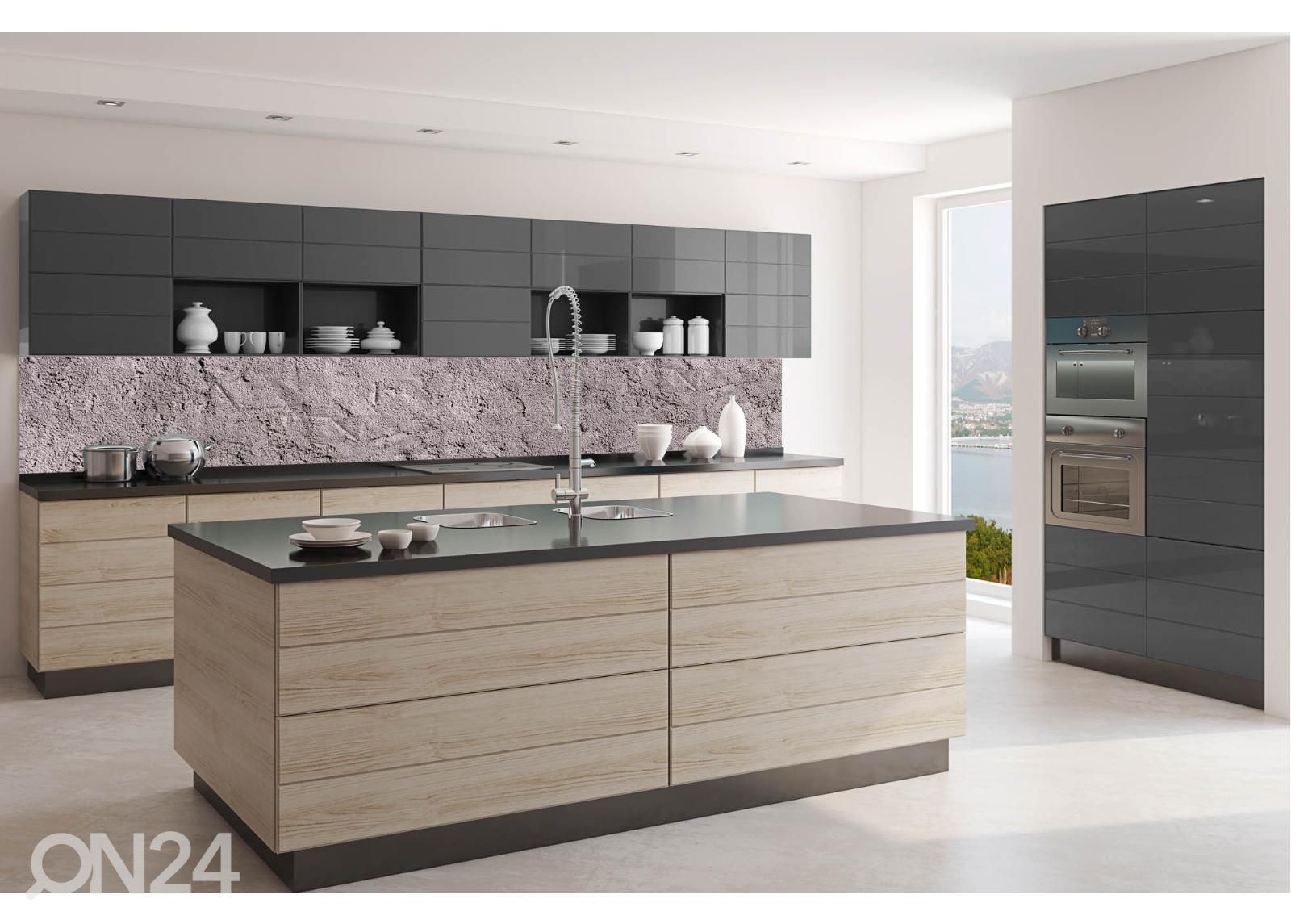 Keittiön välitilan tapetti Rustic dark stucco texture 180x60 cm kuvasuurennos