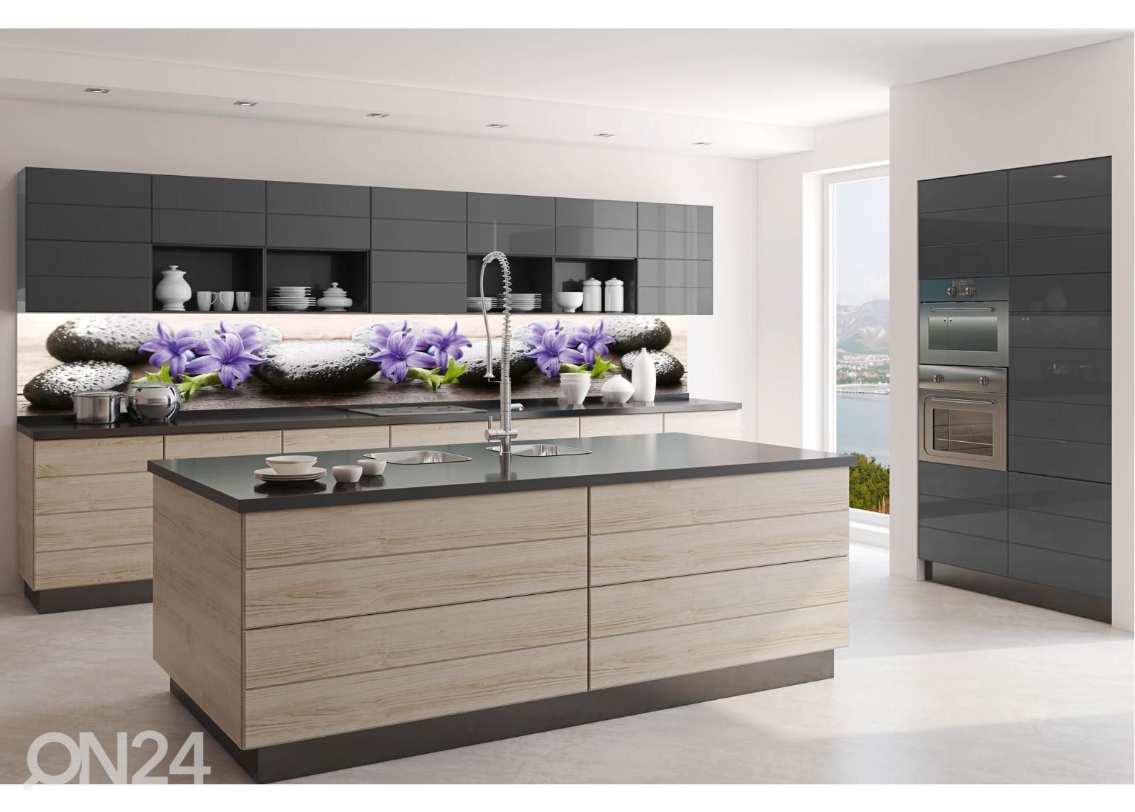 Keittiön välitilan tapetti Spa Hot Stones 350x60 cm kuvasuurennos