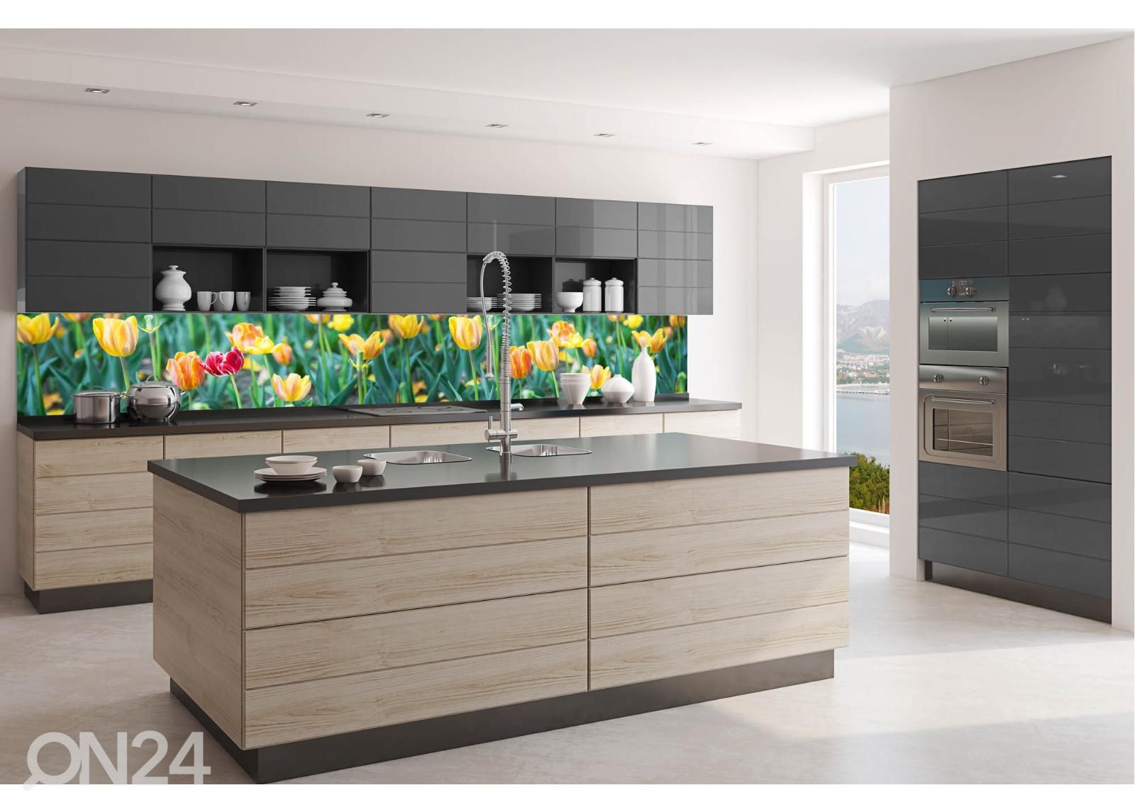 Keittiön välitilan tapetti Spring flowers 180x60 cm kuvasuurennos